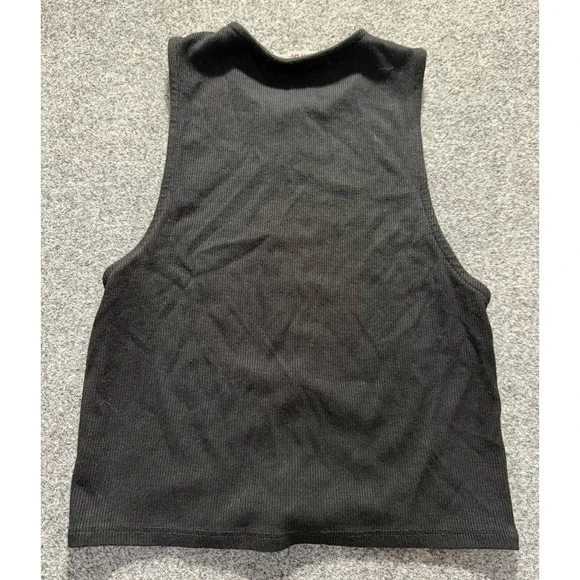 Joah Brown Ribbed Black Tank Top Corded Front size S/M - Picture 2 of 5